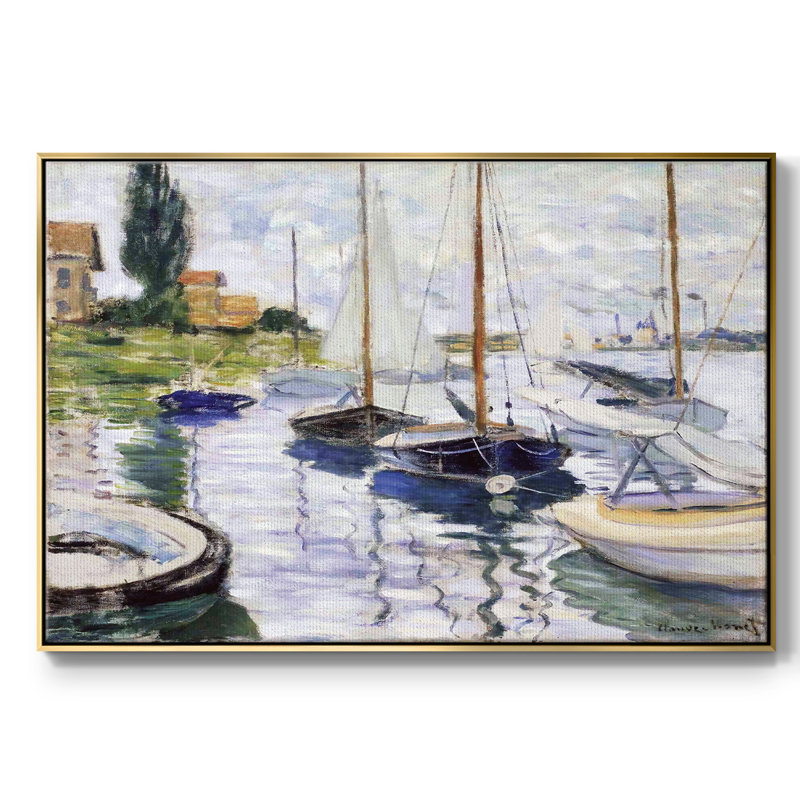 " Boats At Petit ", 17" H x 25" W x 2" D, Gold