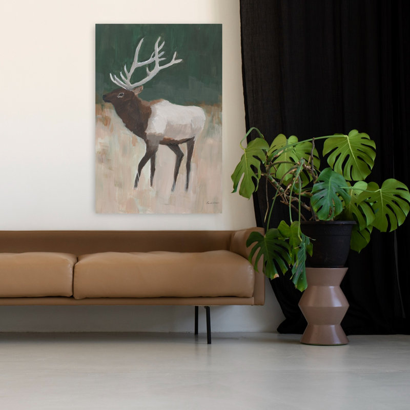 Elk Country, art animalier abstrait contemporain, H 48 po x l 32 po