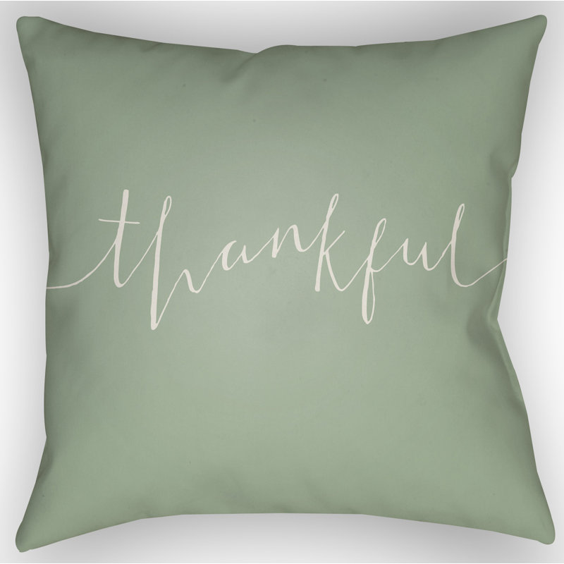 Outdoor Throw Pillow, 20" H x 20" W x 4" D, Green/White