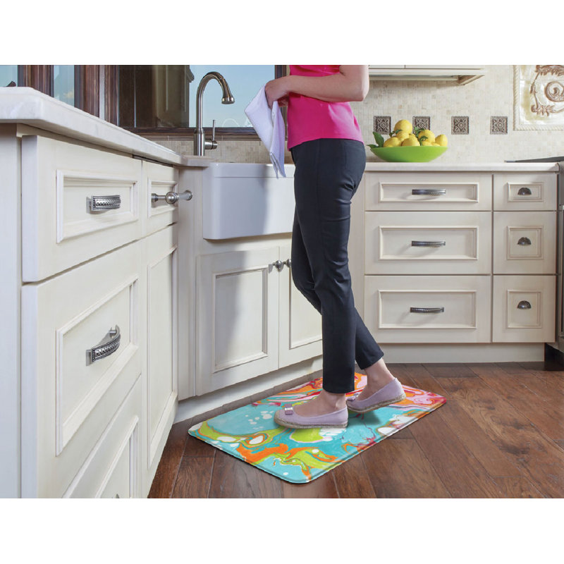 Teal and Pink Marble Memory Foam Anti-Fatigue Mat