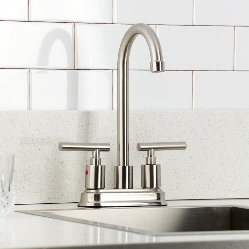 Kingston Brass Manhattan Two-Handle 2-Hole Deck Mount Bar Faucet, Brushed Nickel