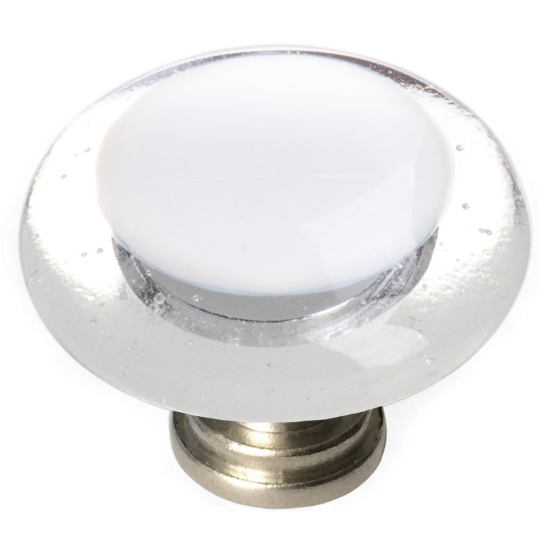 Round Brushed Nickel and Glass Mushroom Knob