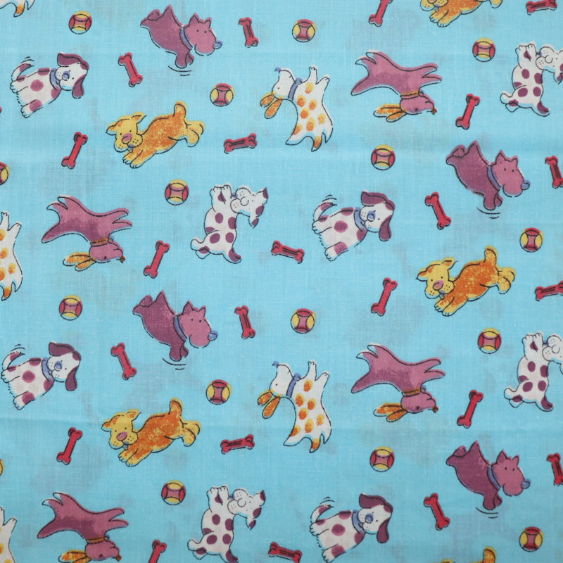 Puppies Print Table Runner, 24" W x 120" L, Blue