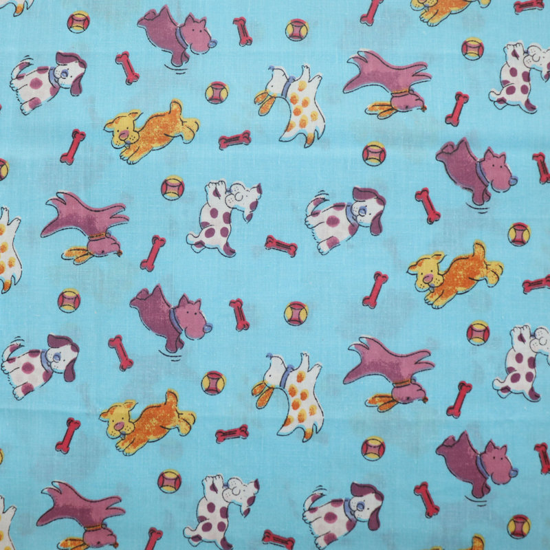 Puppies Print Table Runner, 24" W x 108" L, Blue