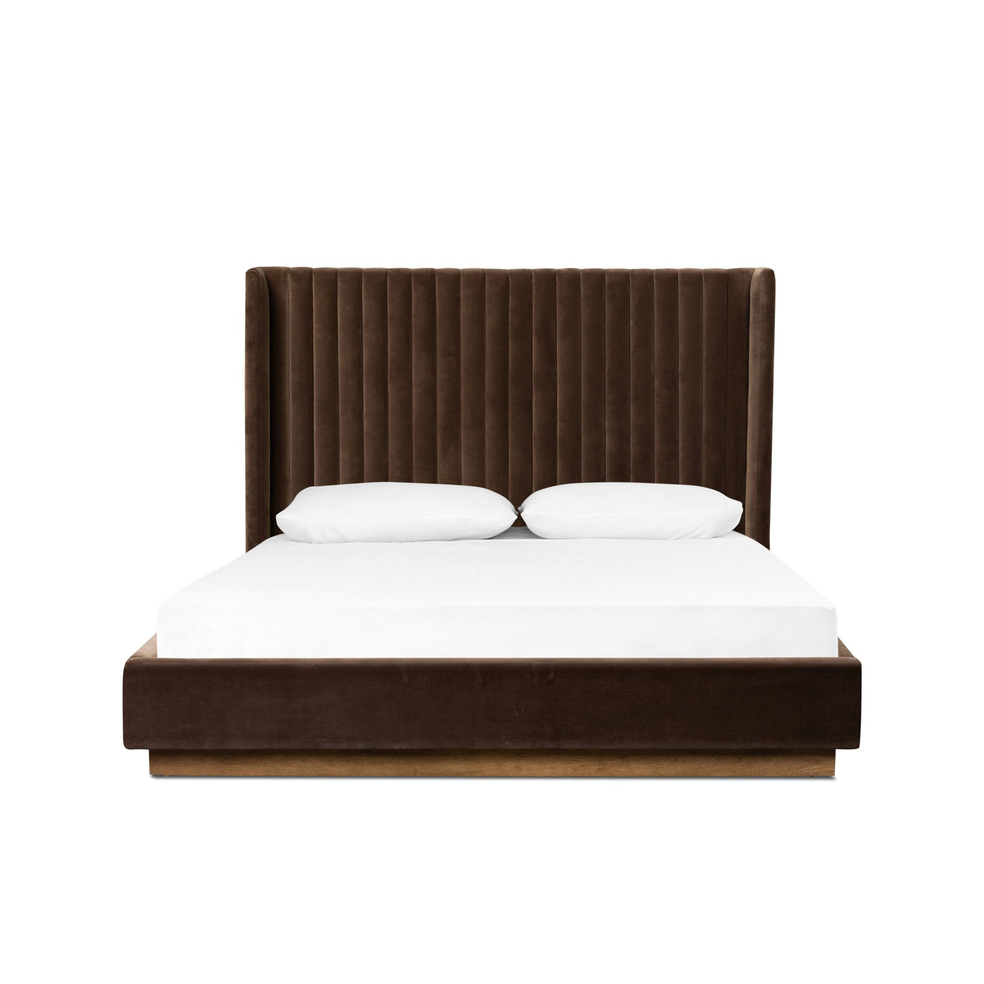 Lydia Upholstered Wingback Bed, Queen, Surrey Mink