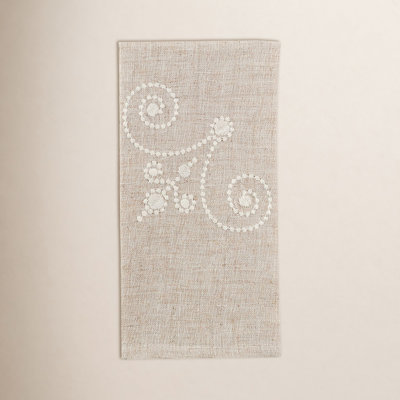 French Perle Embroidered Linen Napkin
