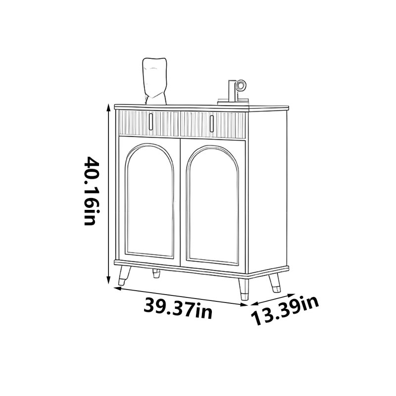 Rangement à chaussures romantique de style français, 40.16" H x 39.37" W x 13.39" D, Crème