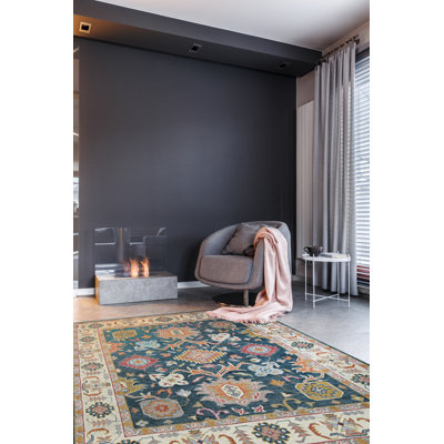 Tapis gris anthracite en laine noué à la main Sarrah Oushak