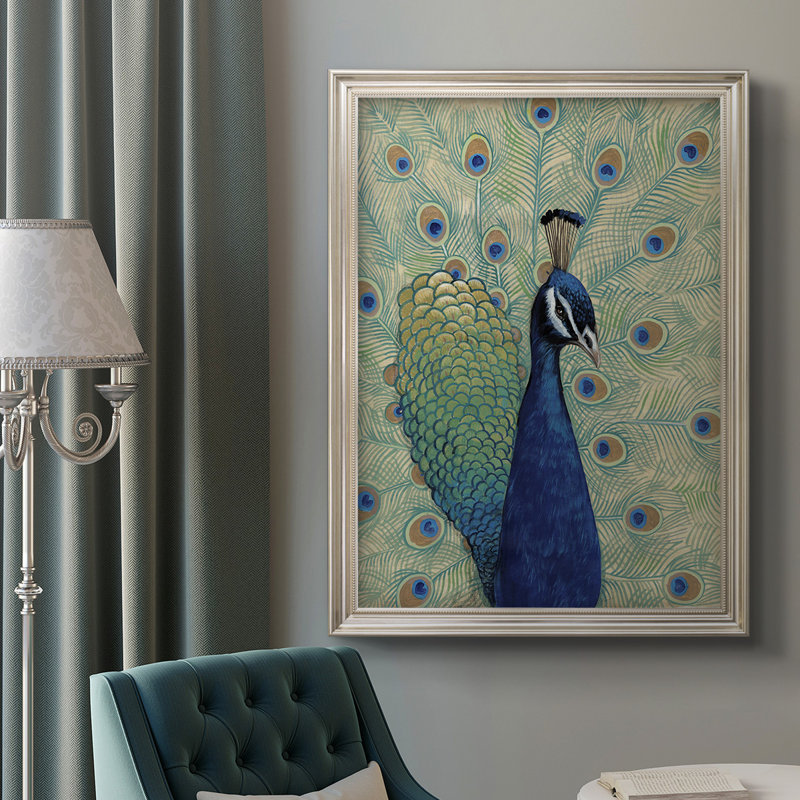 «Blue Peacock I» - impression sur toile encadrée, L 21 po x H 25 po