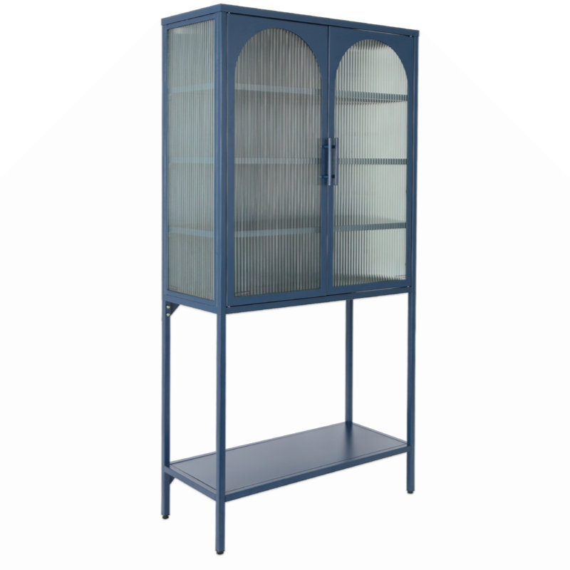 Armoire vitrée avec tablettes réglables Dalai, Bleu