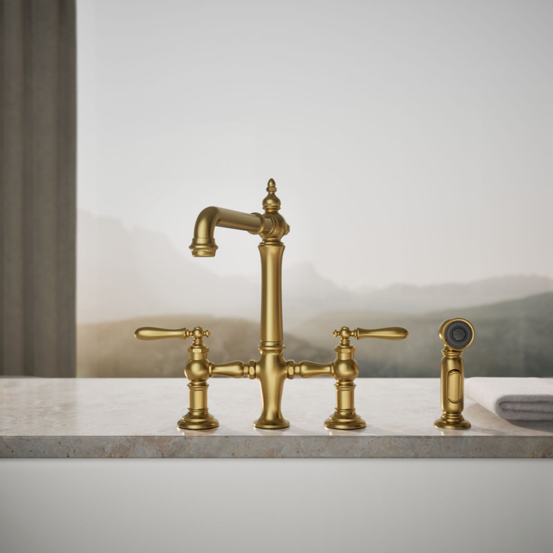Artifacts® Bridge Faucet, Lever Handle, Vibrant Brushed Moderne Brass