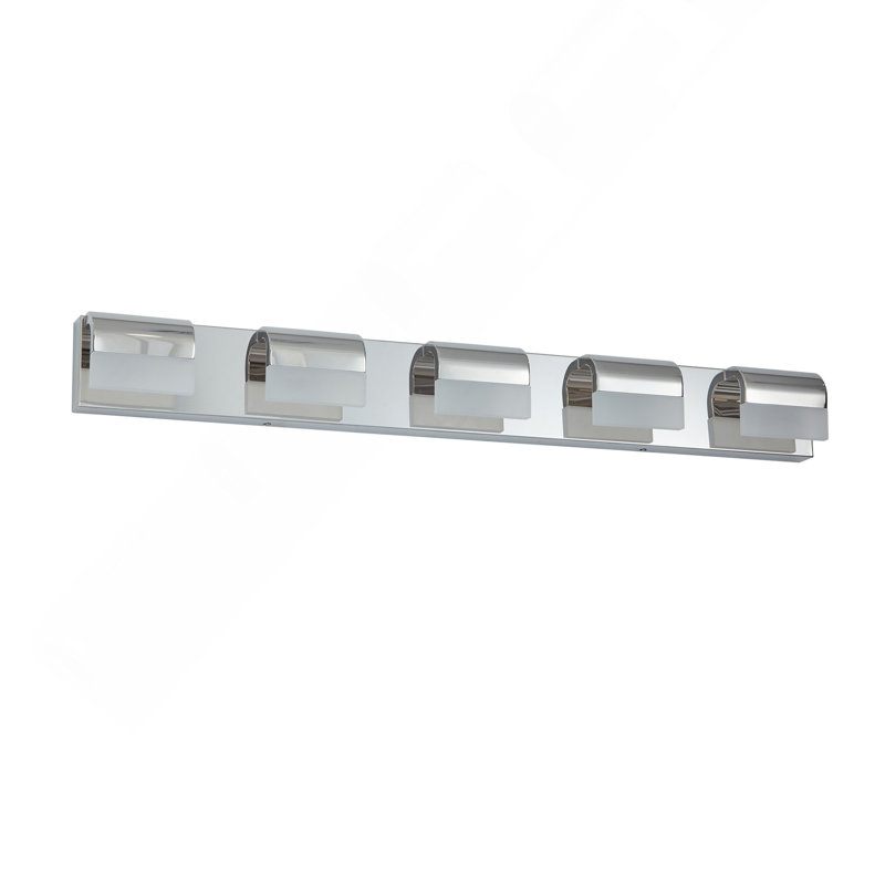 Éclairage pour salle de bain 5 lumières DEL Modern, 38,2 po de largeur, Chrome chrome, 5 lumières