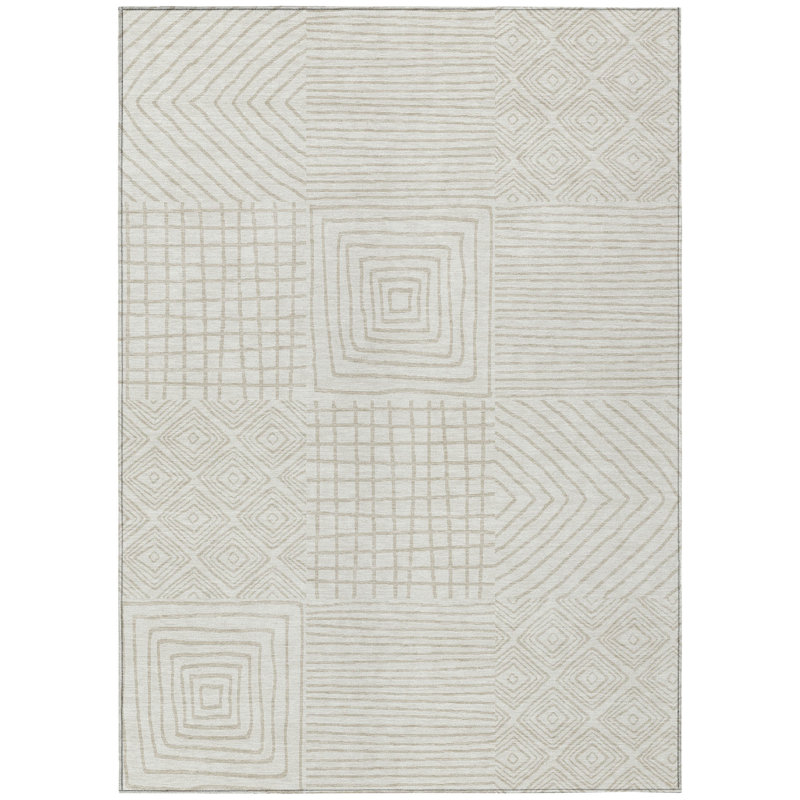 Junia Ivory Washable Indoor-Outdoor Rug - , 8' x 10'