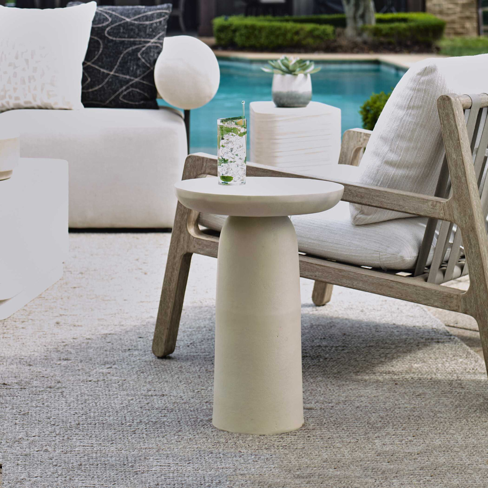 15" Patio Side Table, White