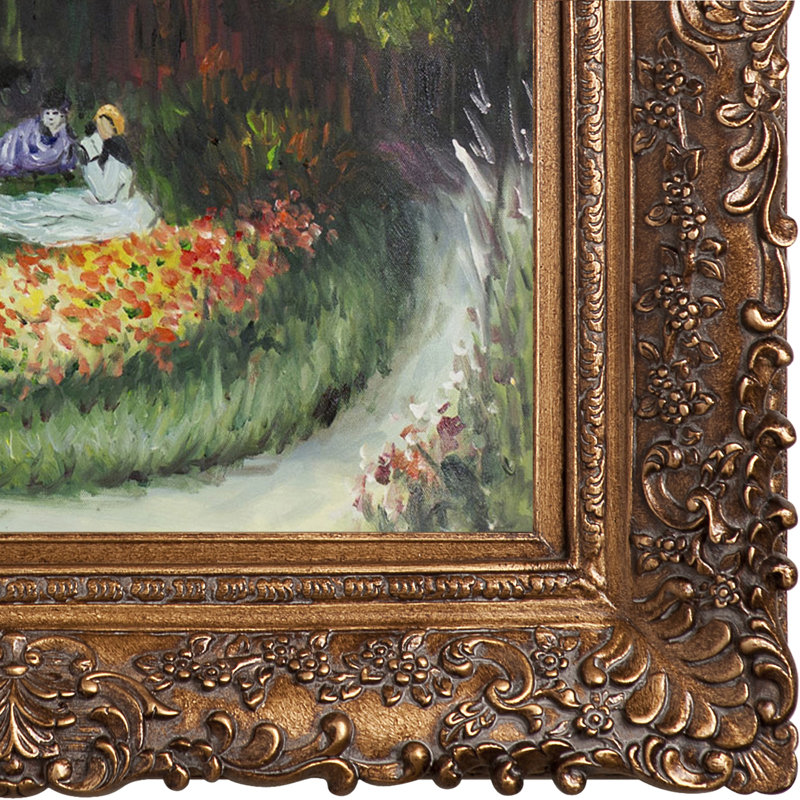 "Dans le jardin" par Claude Monet - Peinture sur toile encadrée, H 29,5 po x l 33,5 po x P 2 po, Bourgeon or