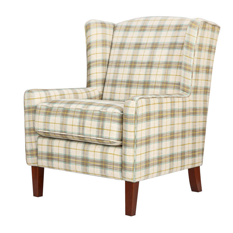 Alicante Upholstered Wingback Chair, Tartan