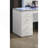 Contemporary Style 1Pc Vanity Tempered Glass Top Ball Bearing Glides High Gloss Finish Stainless Steel Beveled Mirror White Finish Bedroom Furniture
