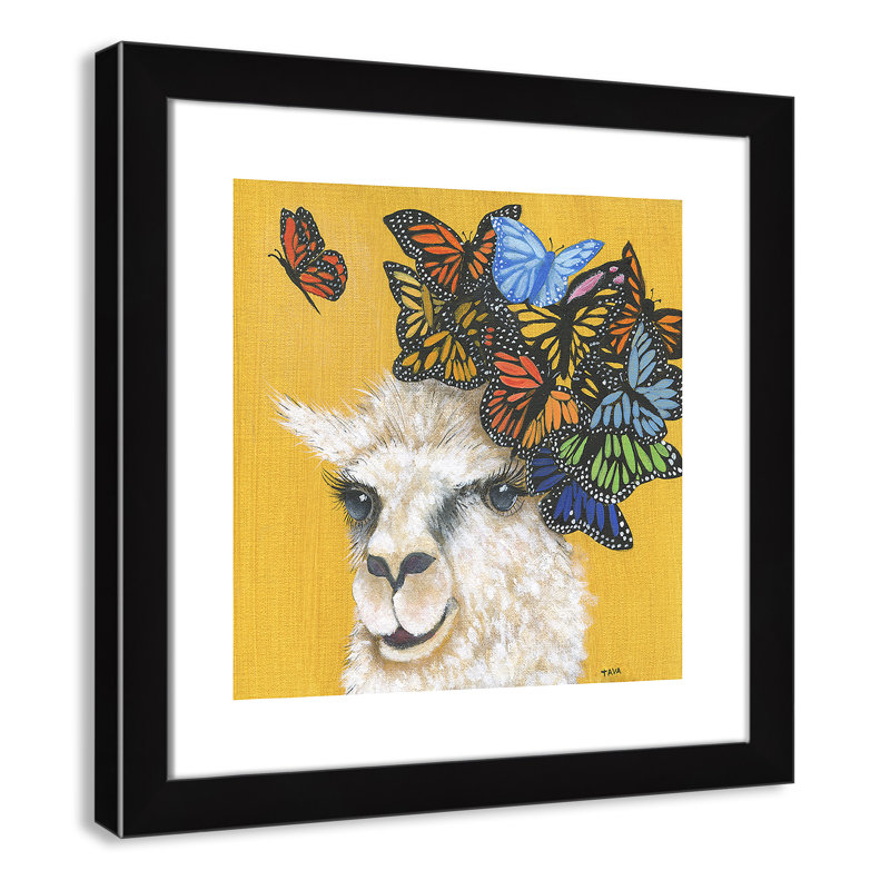 Art sur toile llama, H 18 po x l 18 po x P 0,625 po, Cadre noir