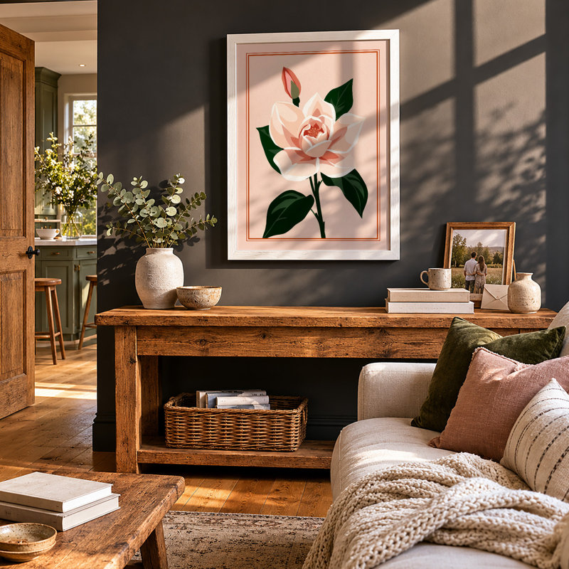 Classic Rose Study Botanical - Print, A3 - 42.0 x 29.7 cm, White