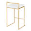 Tabouret de comptoir contemporain 26 "en métal doré avec similicuir blanc Fuji par Lumisource - ensemble de 3-1846404396