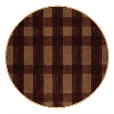 Machine Washable Checkered Brown Area Rug