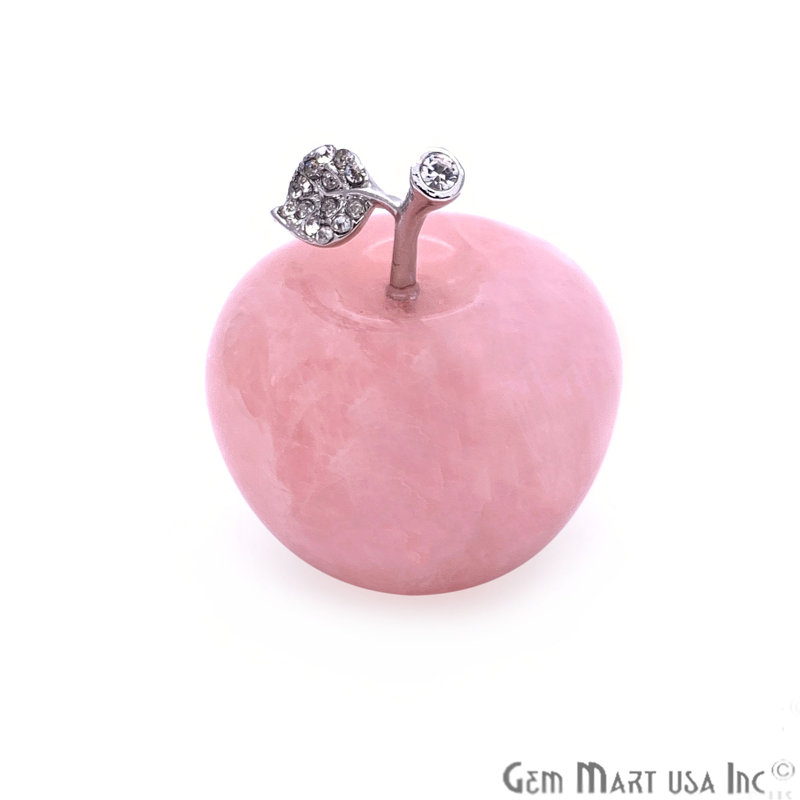 Pomme décorative, tablette décorative, quartz rose 100% naturel