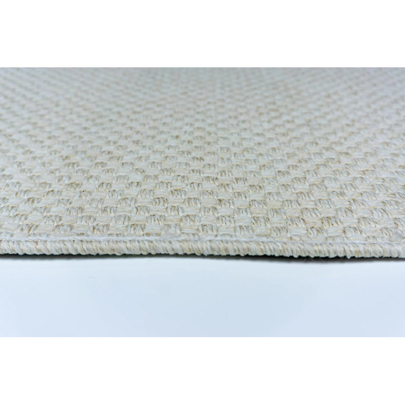 Cream Machine Washable Non-Slip Base Rustic Wicker Sisal Cut Rug, Square 5'