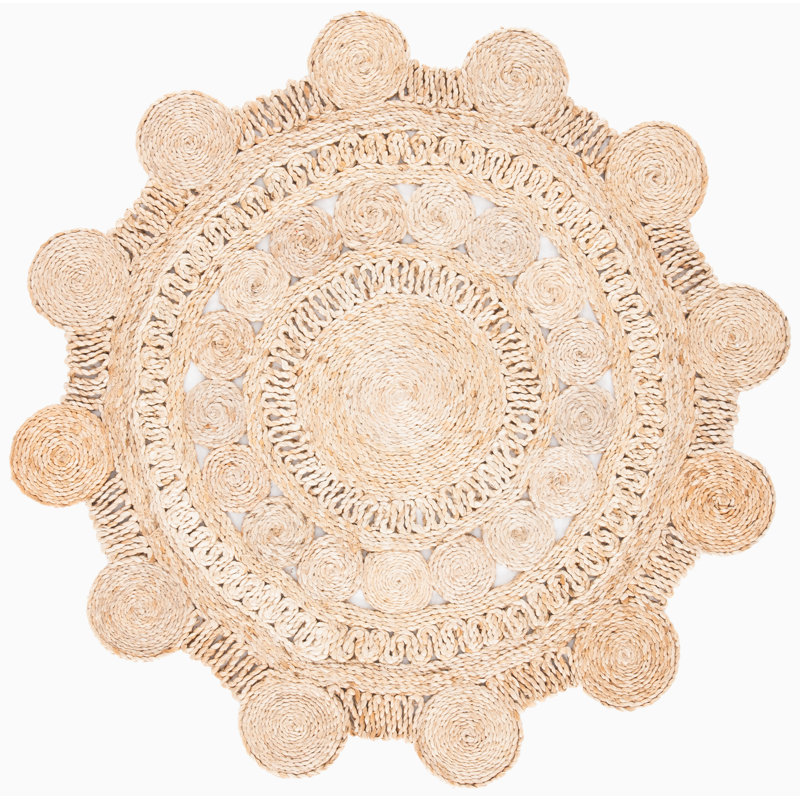Natural Fiber Hand Woven Jute Solid Color Rug, Round 4'
