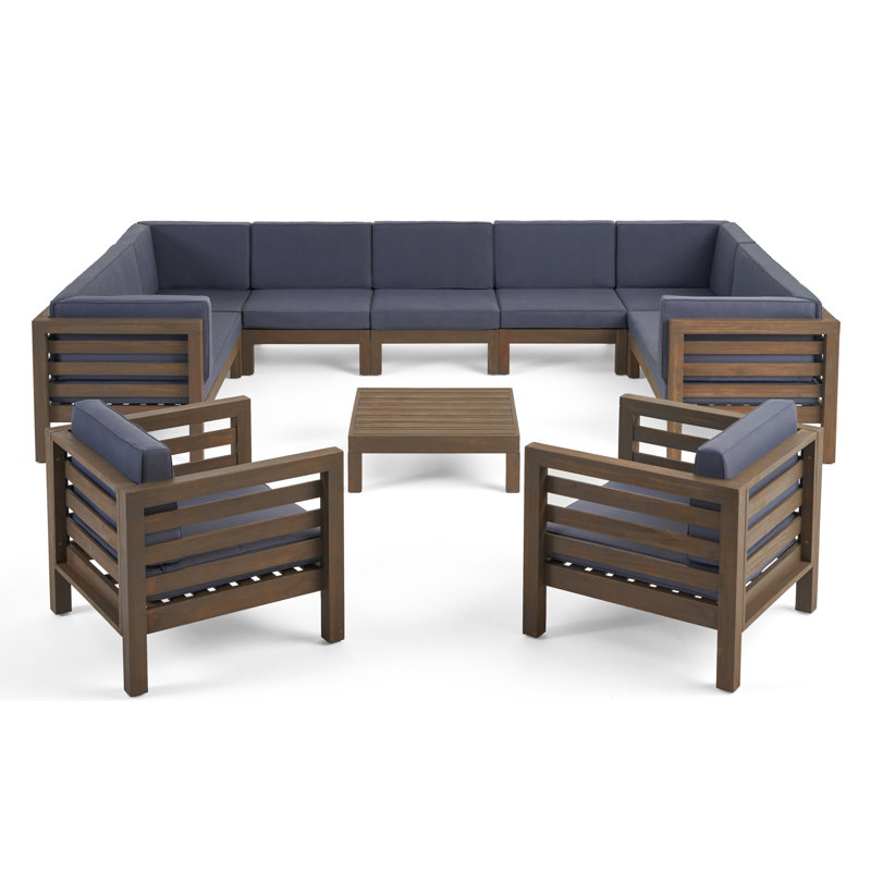 Acacia 11 - Person Modular Patio Conversation Set with Cushions, Dark Gray 