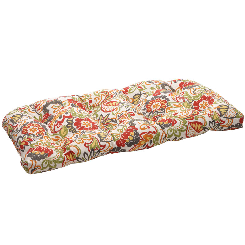 Renel Outdoor 5'' Loveseat Seat Cushion, Red/Green Floral