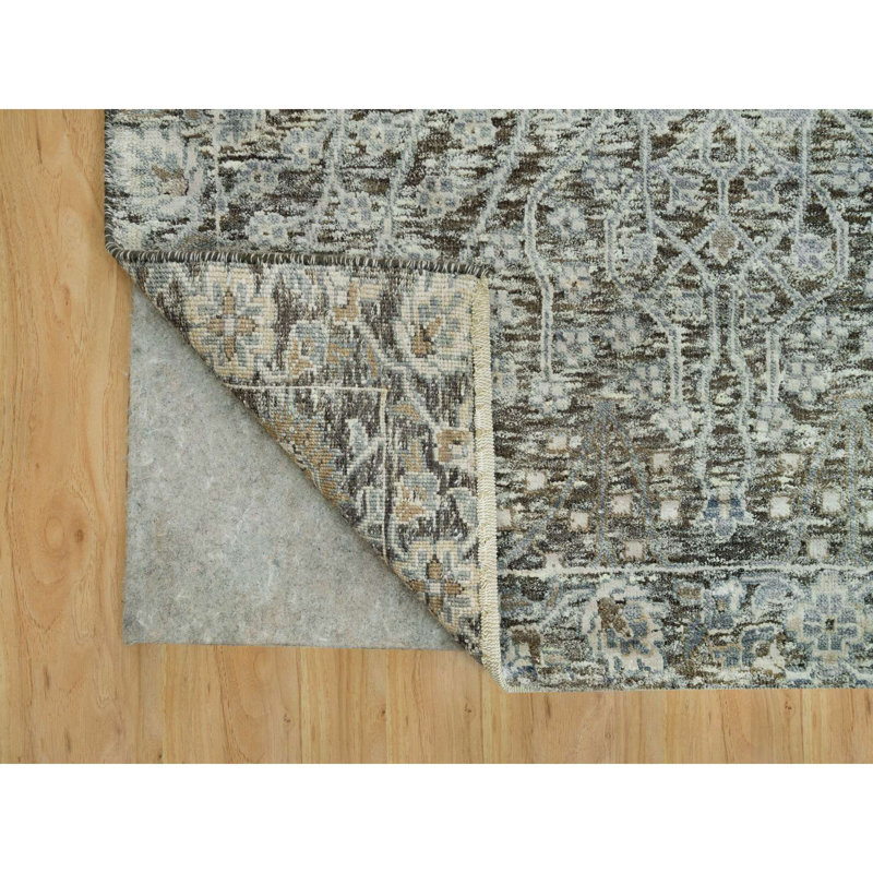 8'1"x10'1" Grey Willow and Cypress Tree Hand Knotted Silk and Wool Rug FD695EC9BDF546B8BD88D1B947637504