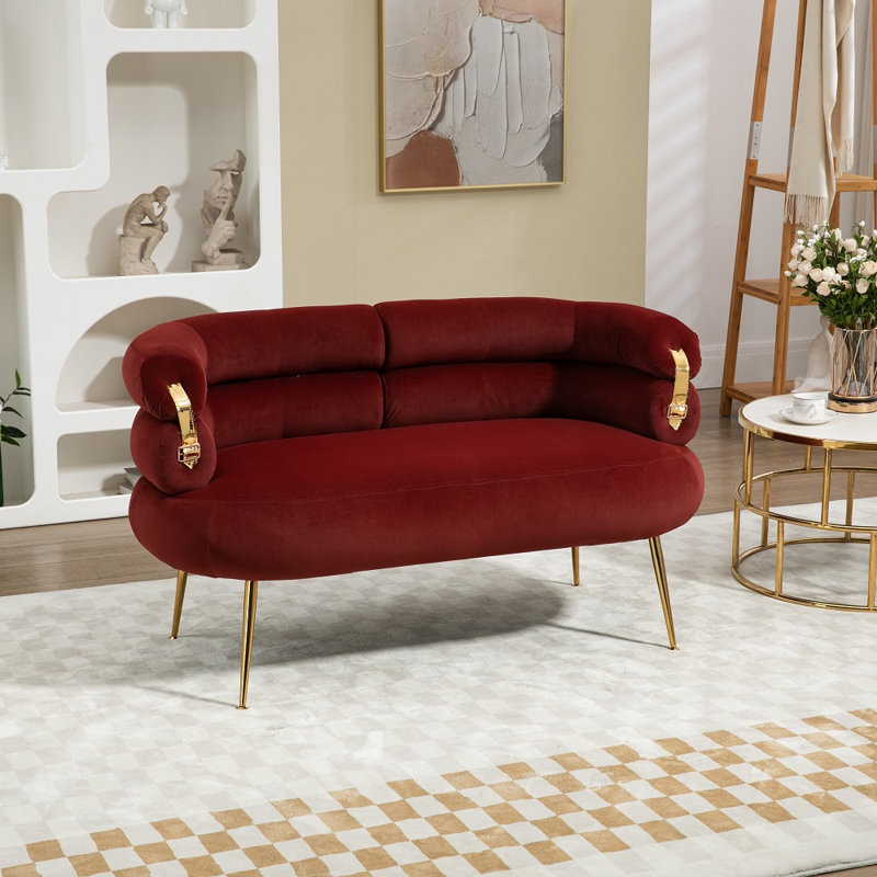 Chaise d'appoint Tortona, Velours rouge vin