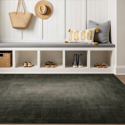 Vignette Ombre Sage Green Machine Washable Non-Slip Backing Area Rug