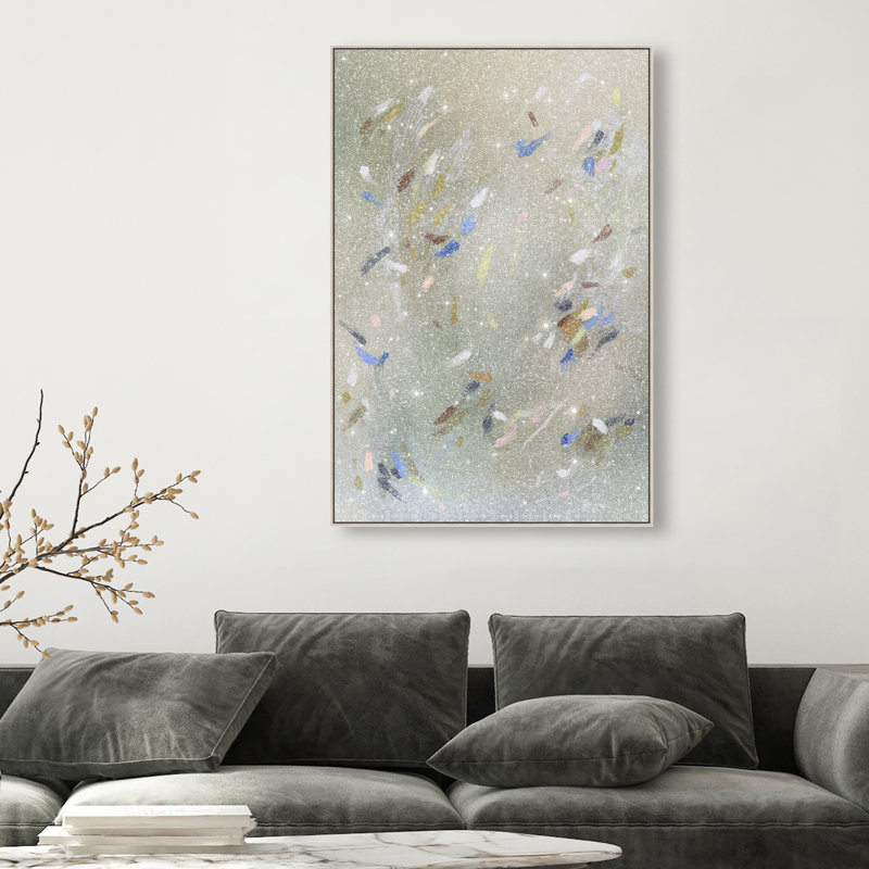 Spontaneous Trace Print by Oliver Gal, 31"H x 21"W, Silver Floater Frame