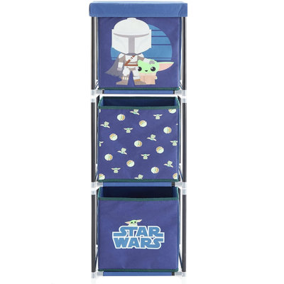 Organisateur de rangement en tissu à 3 niveaux avec 3 cubes et couvercle amovible Star Wars Grogu