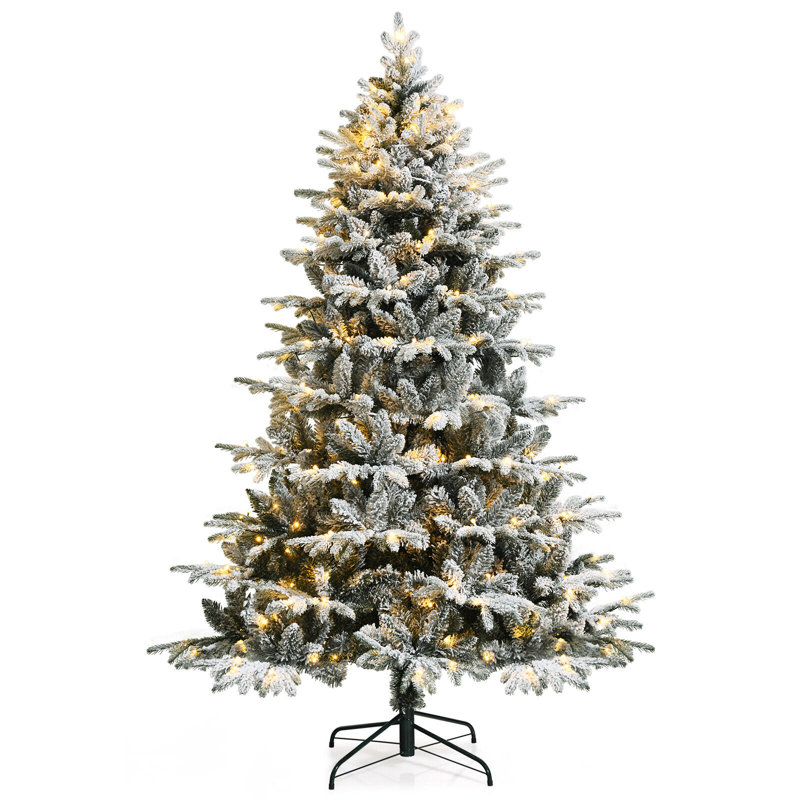 7 pi Arbre de Noël floqué avec lumière, installation rapide, 7'