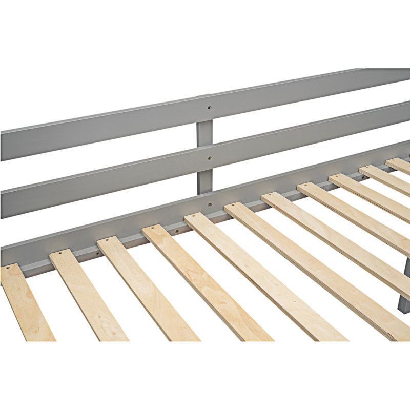 Lit mezzanine bas en bois avec échelle, Gris