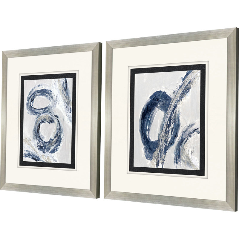 Silver Leaf Block Profile Wood Geometric Wall Art Set