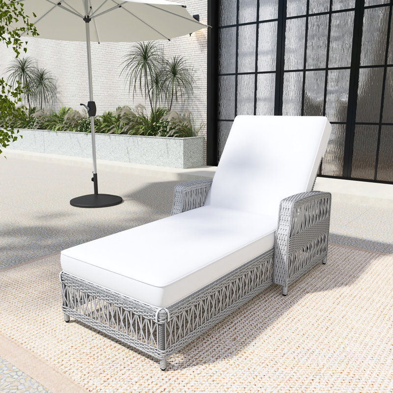 Chaise longue d'extérieur avec coussins, Beige