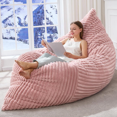 3 In 1 Bean Bag Chair Giant Bean Bag Chairs Convertible Bean Bag Floor Cushion With Machine Washable Cover, Beanbag Chairs For Adult (pink)