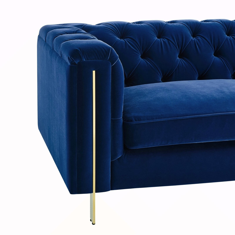 Causeuse en velours Charlene - Bleu, Bleu