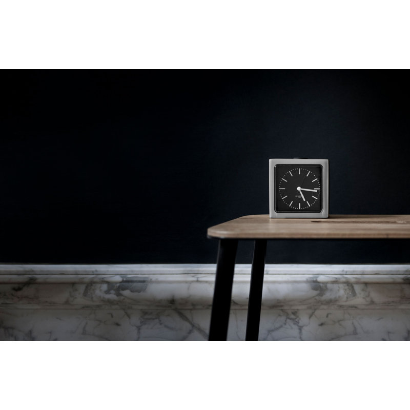 Block Alarm Clock Stainless Steel / Black Index, Steel/Black