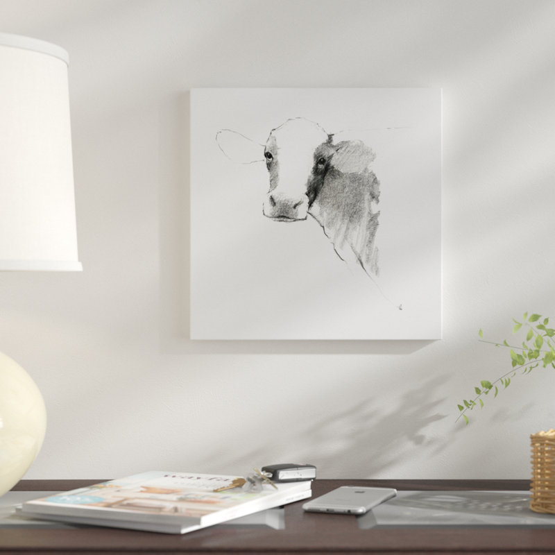 « cow ii dark square », impression sur toile, H 37 po x l 37 po x P 1,5 po, Toile tendue, Pas de tapis