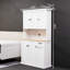 Armoire de cuisine blanche avec comptoir à micro-ondes, armoire autoportante avec tablettes réglables, 6 portes et 1 tiroir