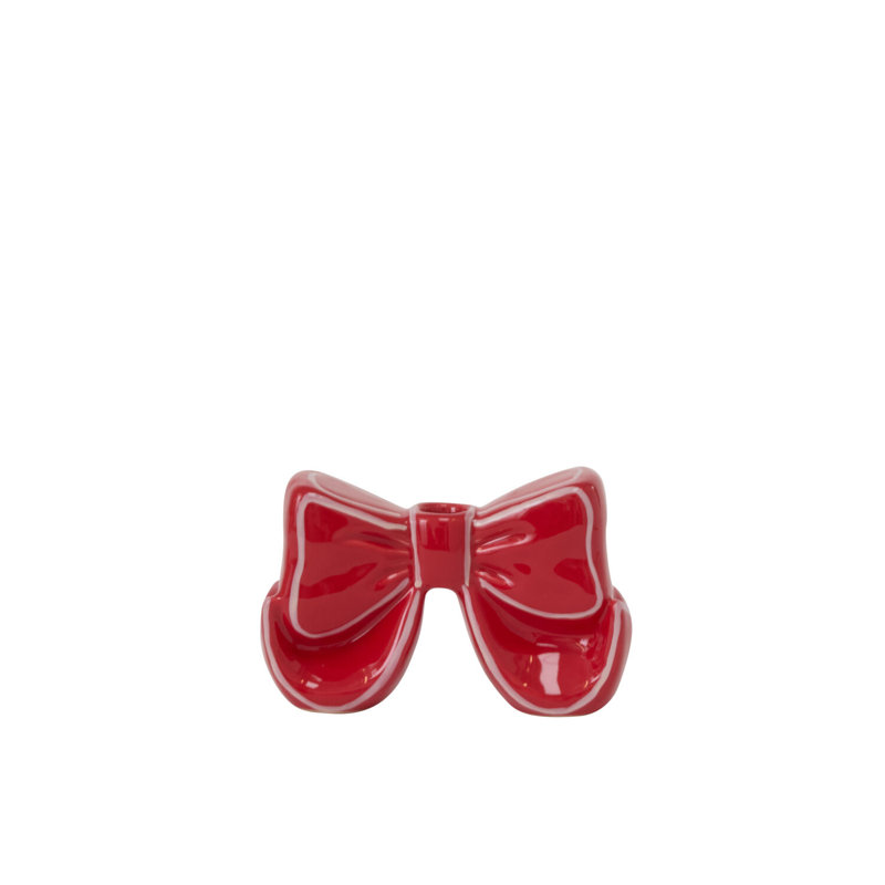 Big Red Bow Candleholder 7.25"x 2.25"x 4.5"