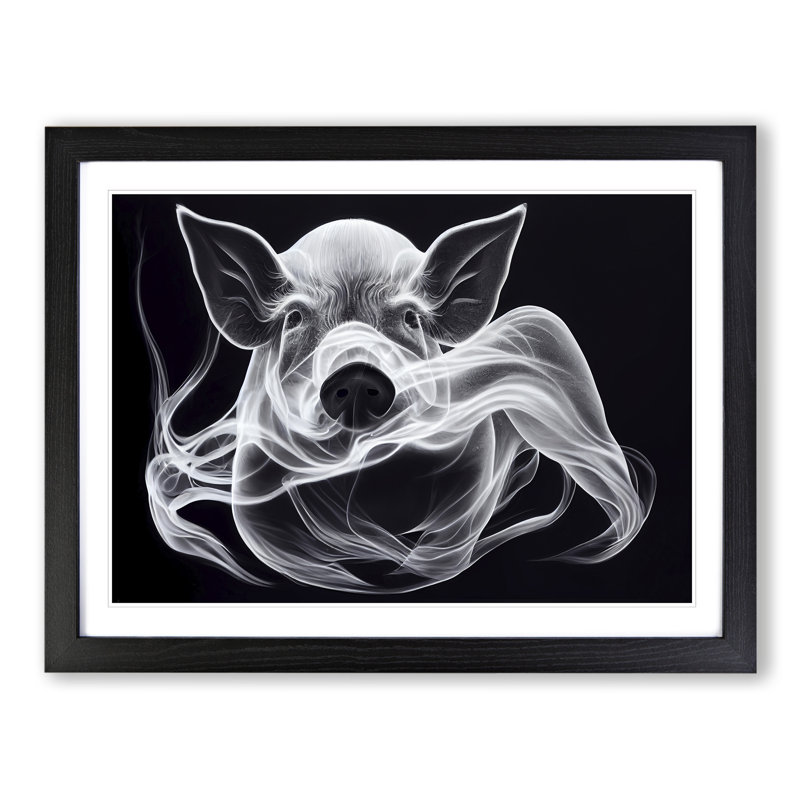 Smokey Pig - Framed Print, Black, 34cm H x 46cm W x 2cm D