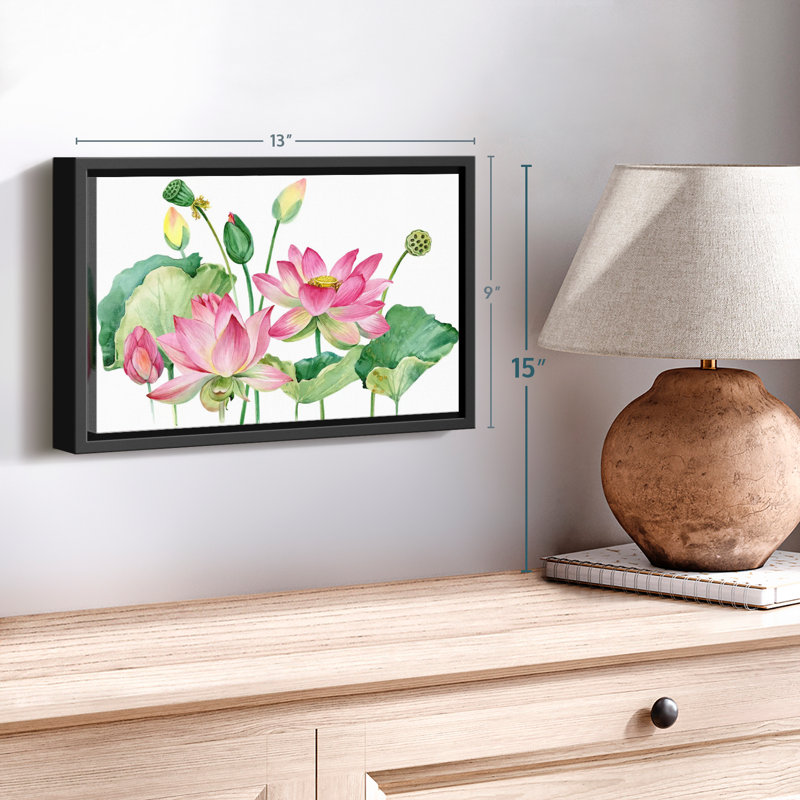 Grappe de lotus rose, reproduction sur toile, H 9 po x l 13 po