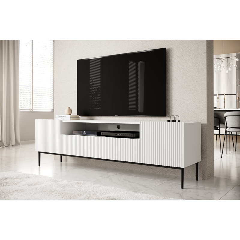 Alissone Unfinished TV Stand for TVs up to 55", White/Black