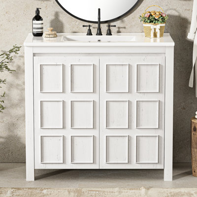 Urbank Single Bathroom Vanity with Ceramic Top