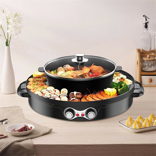 Noodle Dish Hot Pot Barbecue Double Meat Multifunction Chinese Hot Pot  Instant Noodle Soup Non-stick
